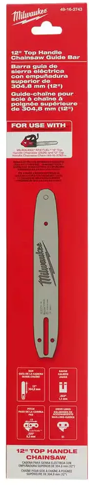 49-16-2743 Milwaukee 12" Top Handle Chain Saw Bar