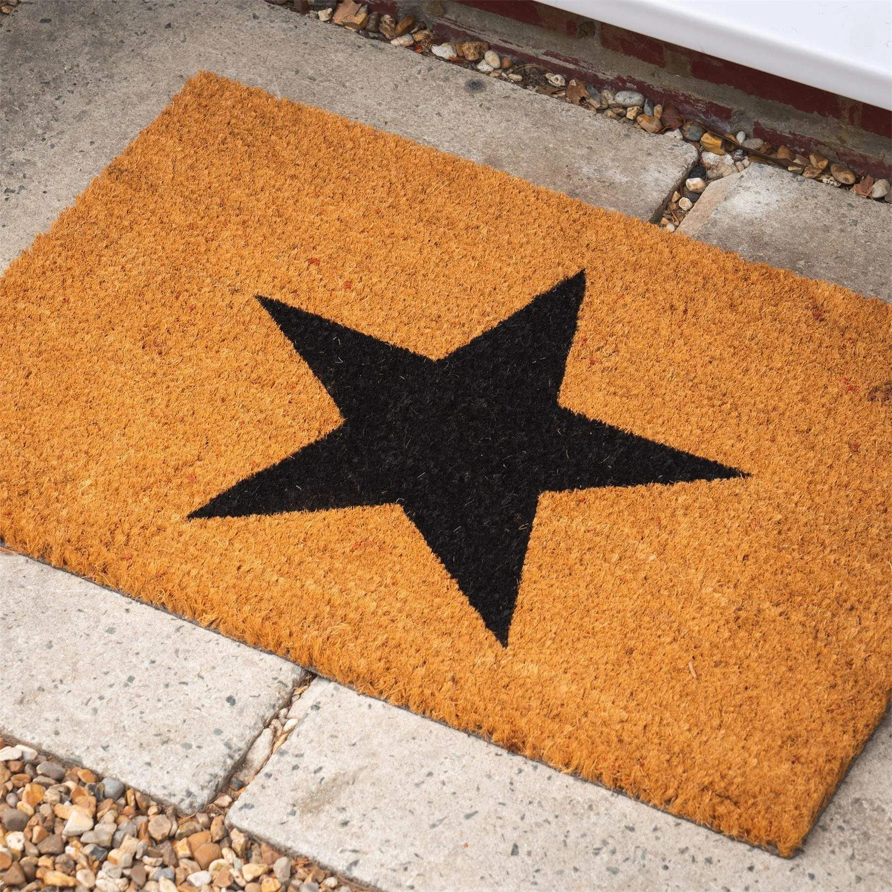 60cm x 40cm Black Star Coir Door Mat - By Nicola Spring