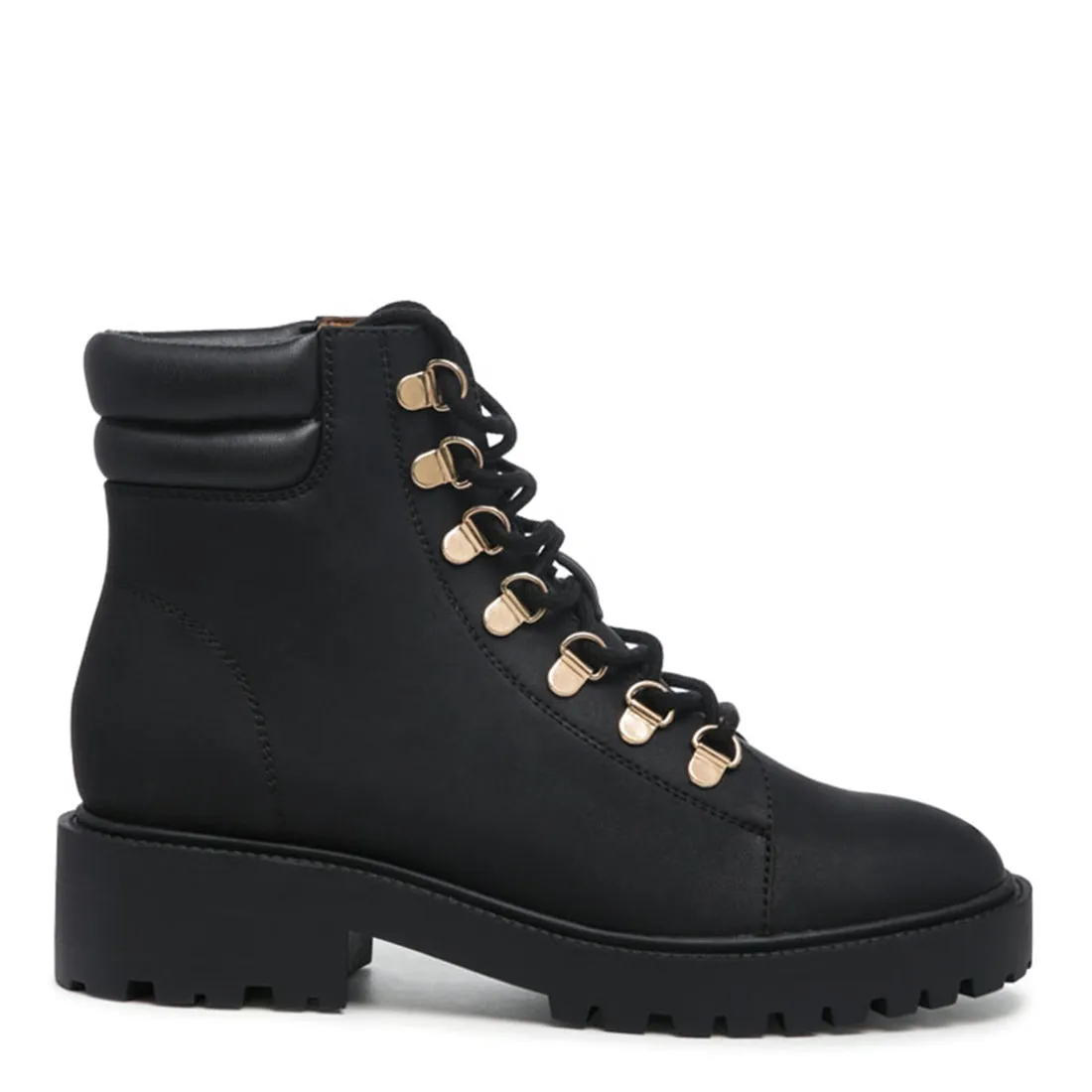 Black Smooth lace-Up Boots