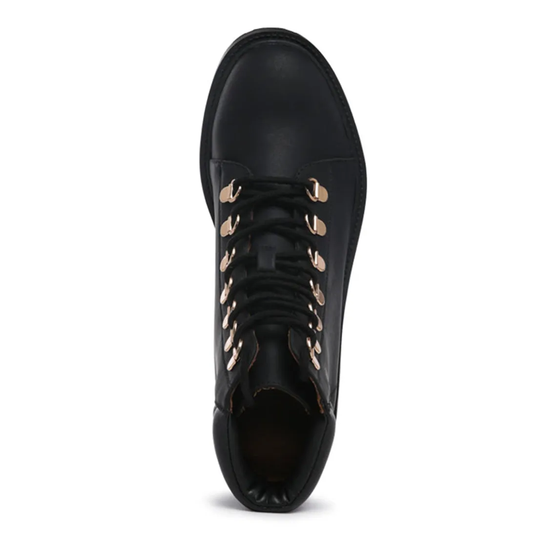 Black Smooth lace-Up Boots
