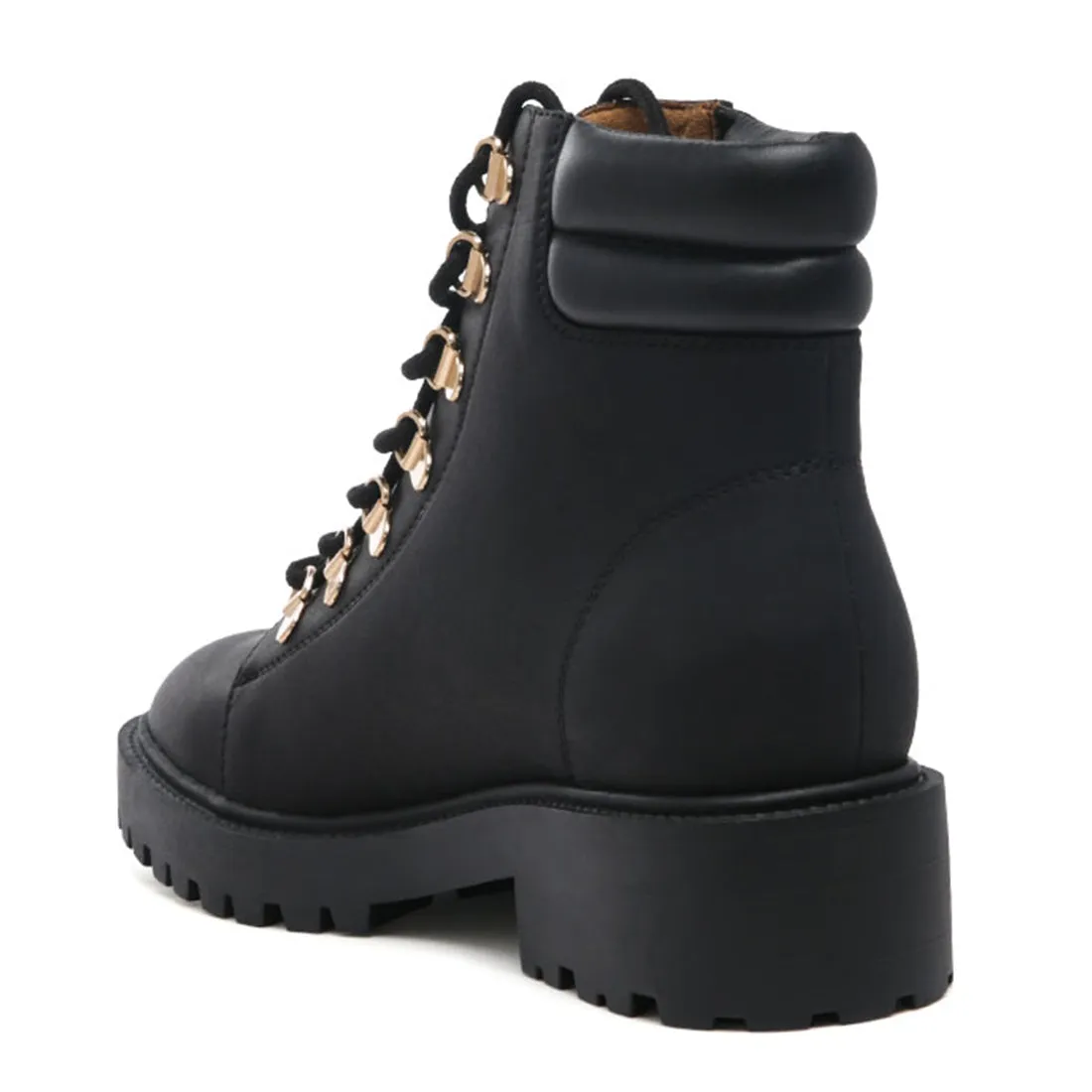 Black Smooth lace-Up Boots