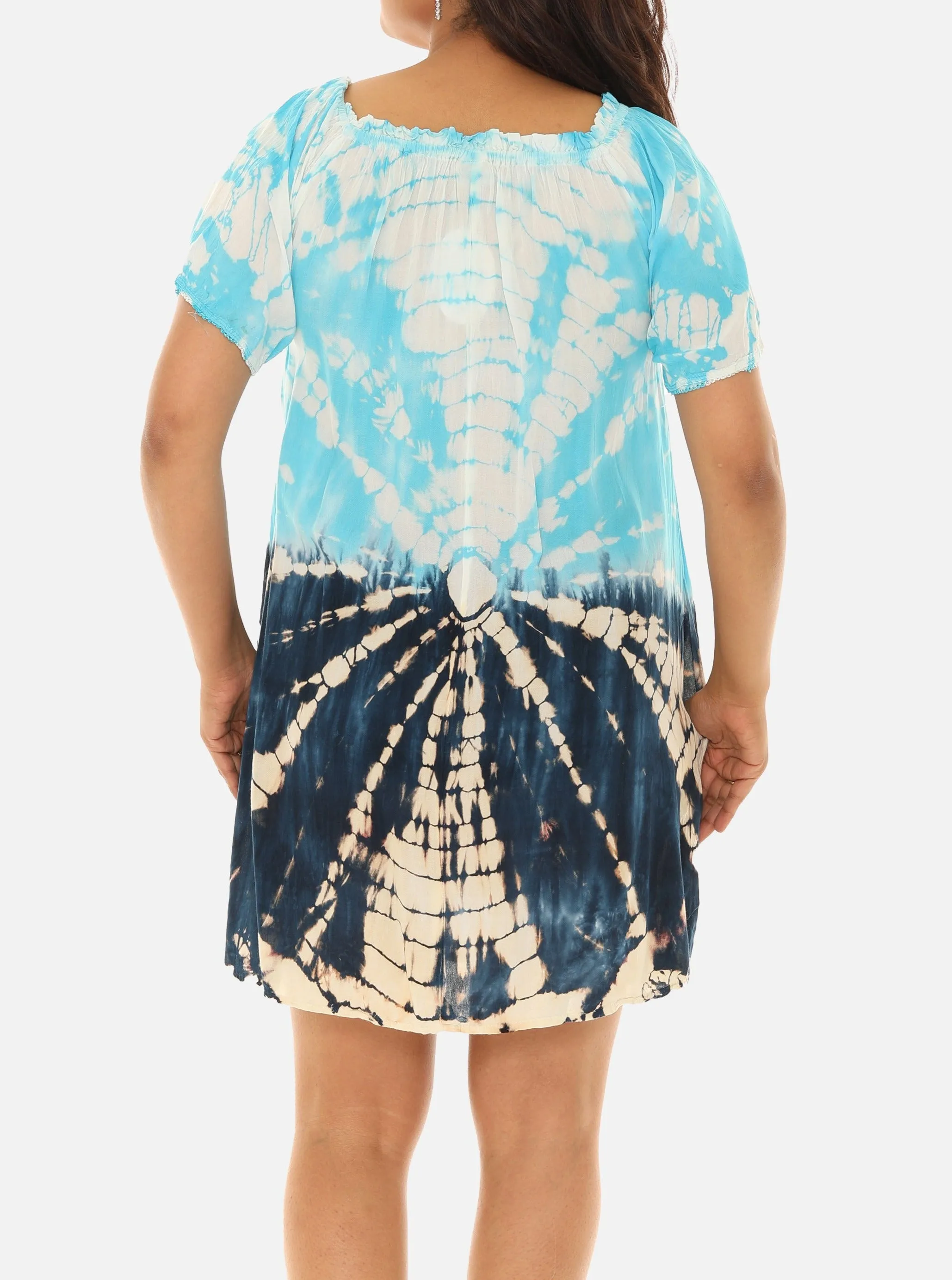 Boho Chic Tie Dye Midi Dress with Keyhole Neckline