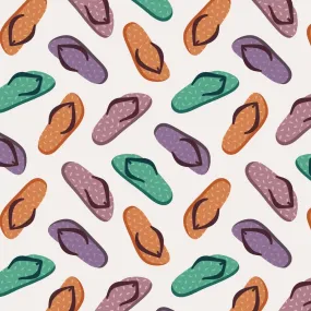 Colorful Tossed Flip Flops Fabric
