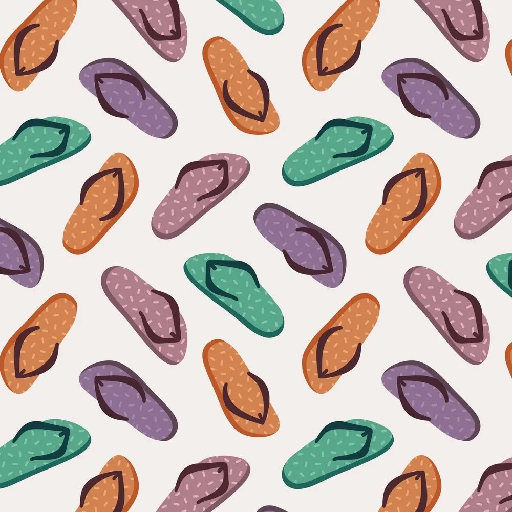 Colorful Tossed Flip Flops Fabric