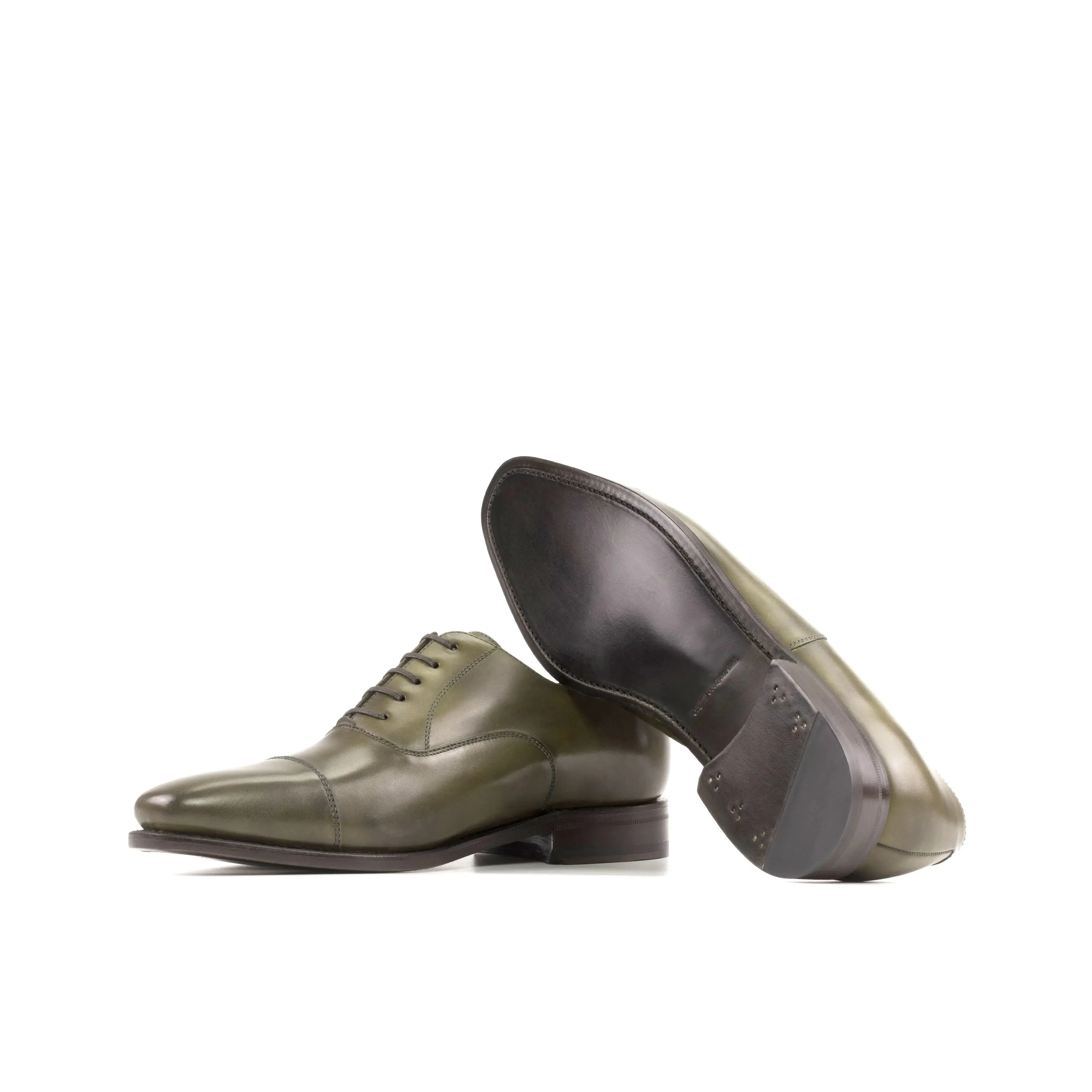 DapperFam Rafael in Olive Men's Italian Leather Oxford