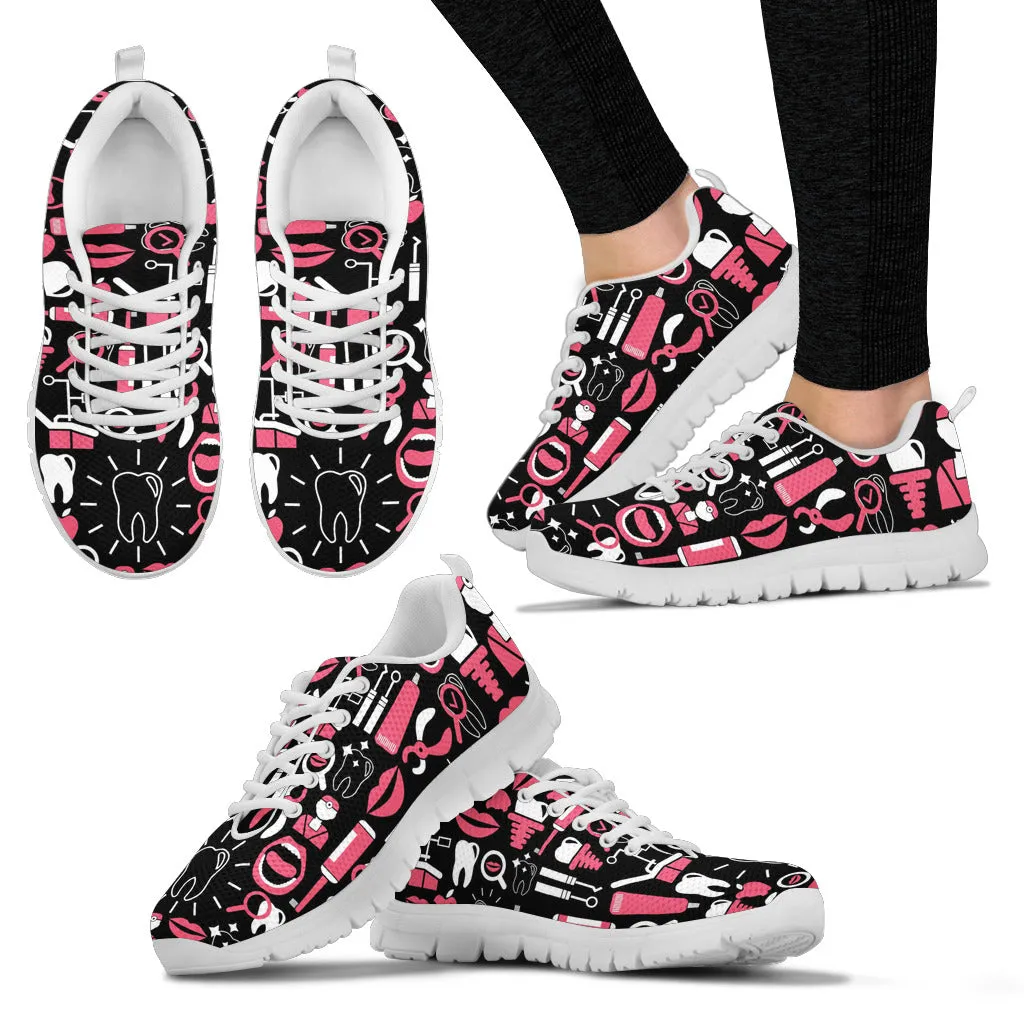 Dental Lovers Handcrafted Premium Mesh Women's Sneakers White Soles