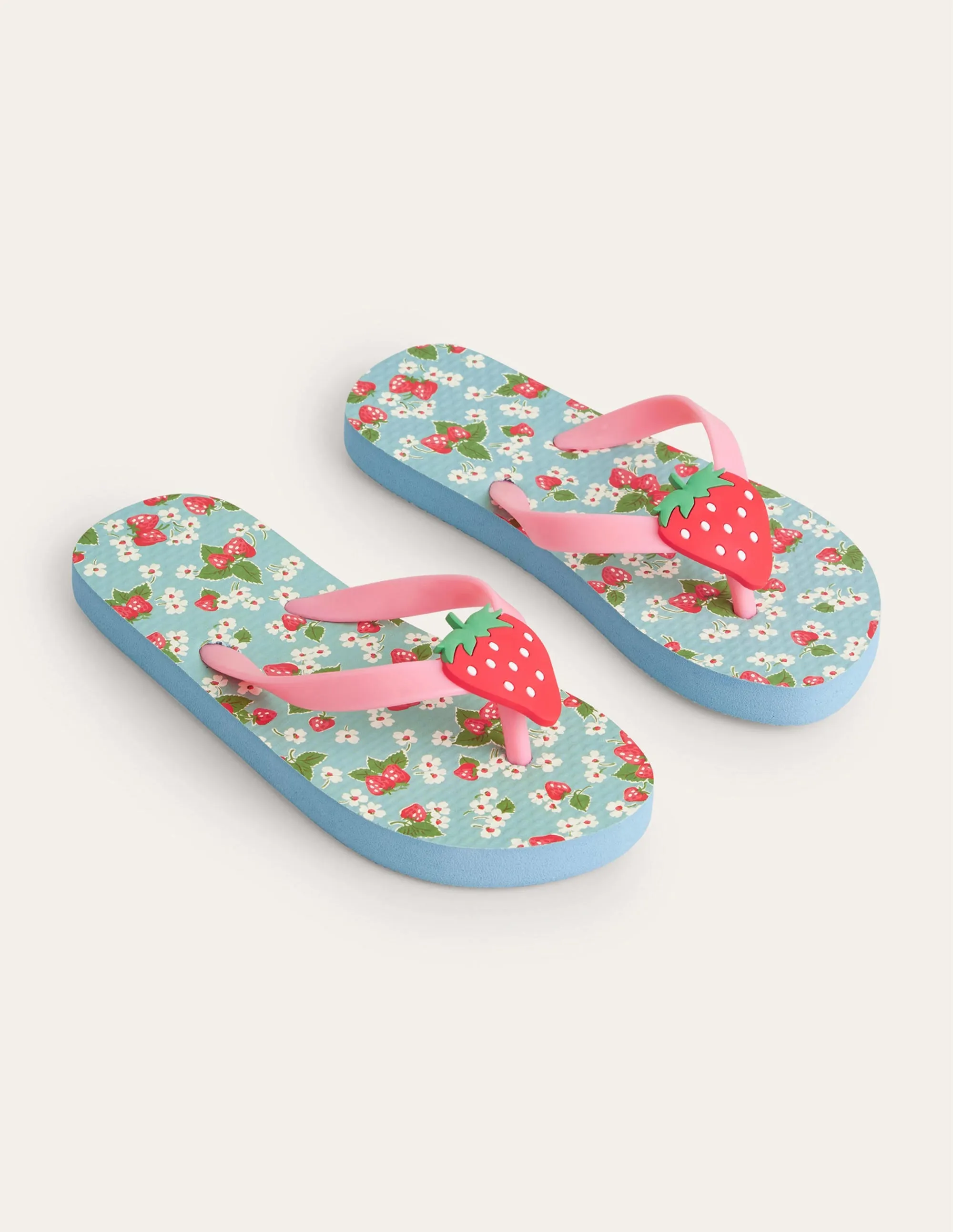 Flip Flops (Girls)-Strawberry Floral