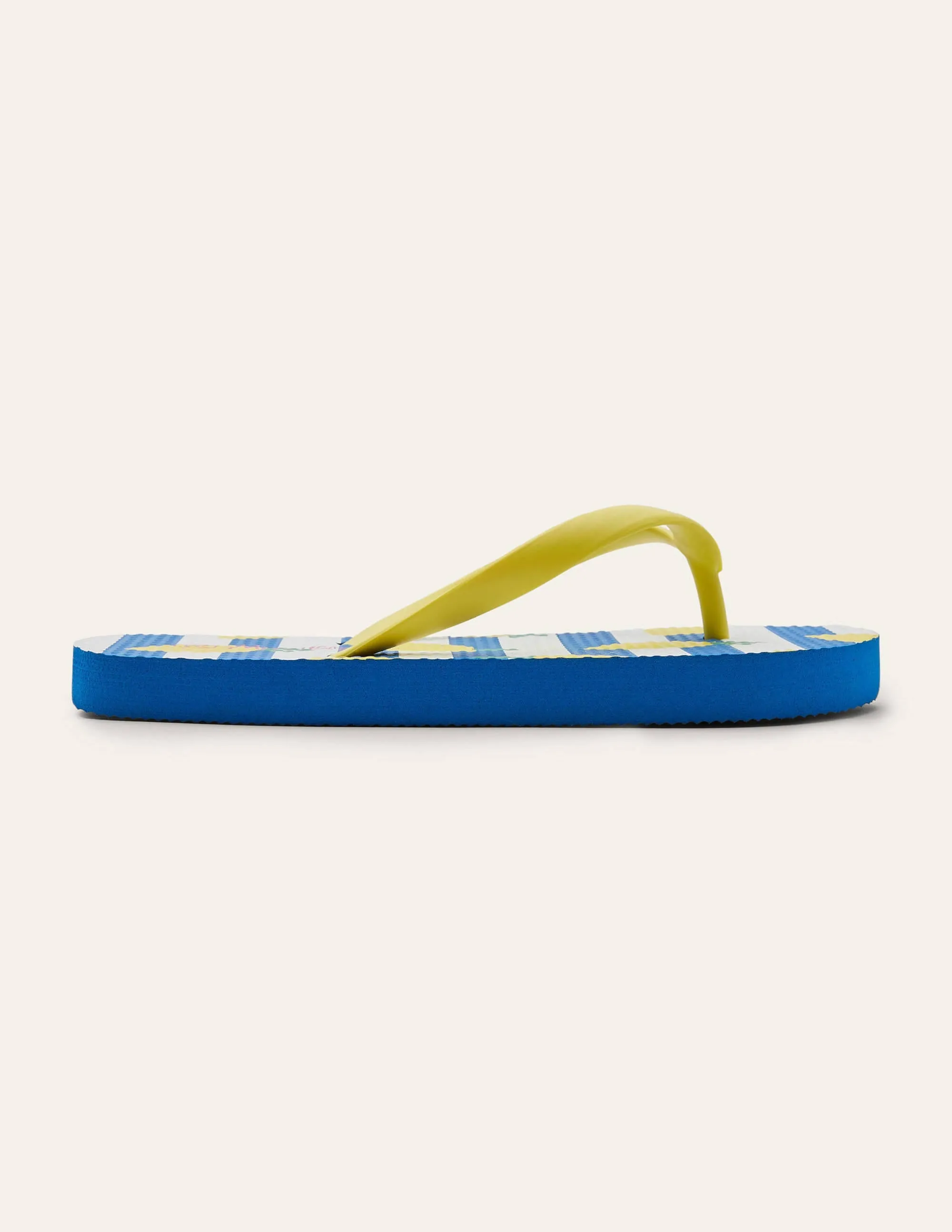Fun Printed Flip Flops-Ivory/Blue Lemons