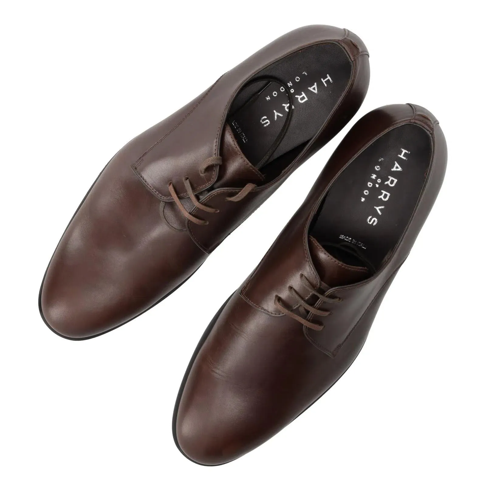 Harrys Of London Christopher R Polished Leather Derby Shoe Dark Brown
