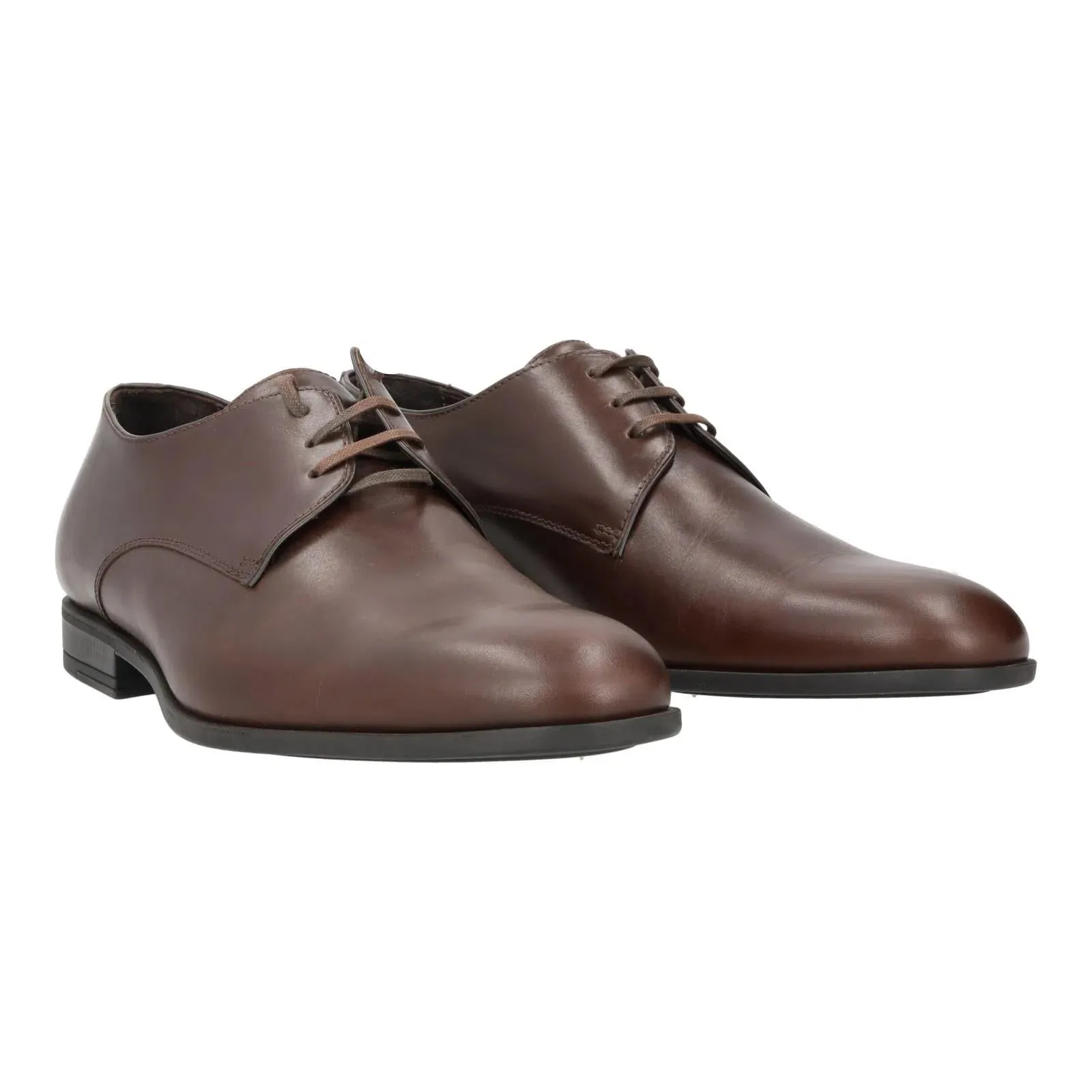 Harrys Of London Christopher R Polished Leather Derby Shoe Dark Brown