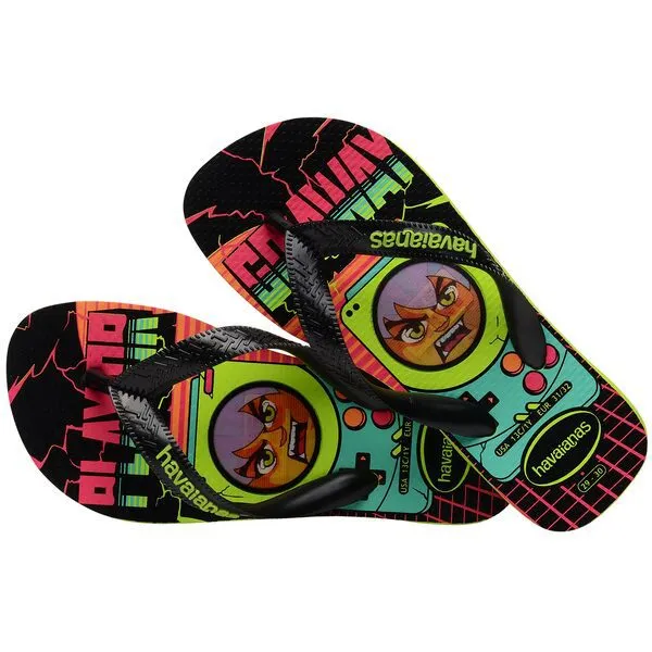 HAVAIANAS KIDS TOP HOLOGRAPHIC - LEMON GREEN.BLACK
