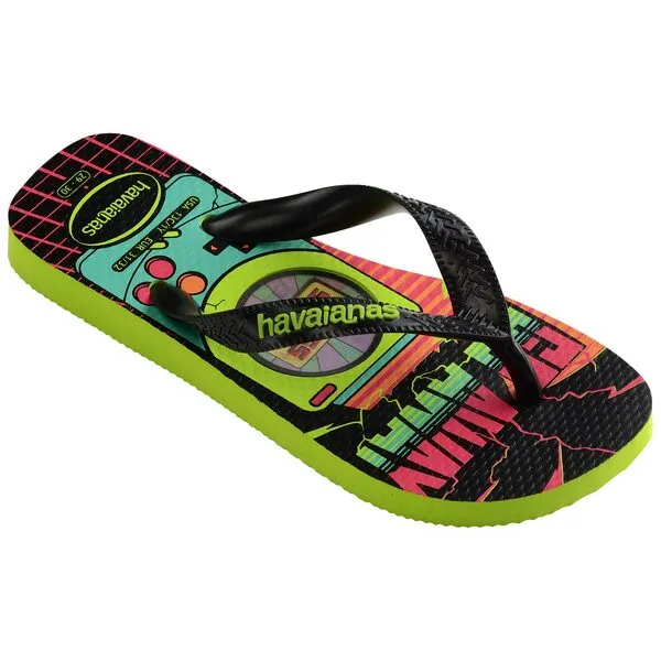 HAVAIANAS KIDS TOP HOLOGRAPHIC - LEMON GREEN.BLACK