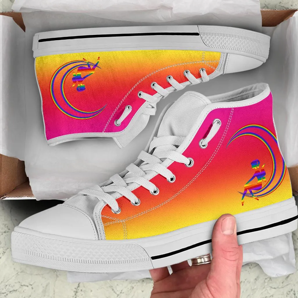 High Top Sneakers - Rainbow Fairy | Woman's Colorful Sneakers, Custom Sneakers Women, Custom Women's Sneakers, Rainbow Pride Sneakers, Adult Rainbow Sneakers