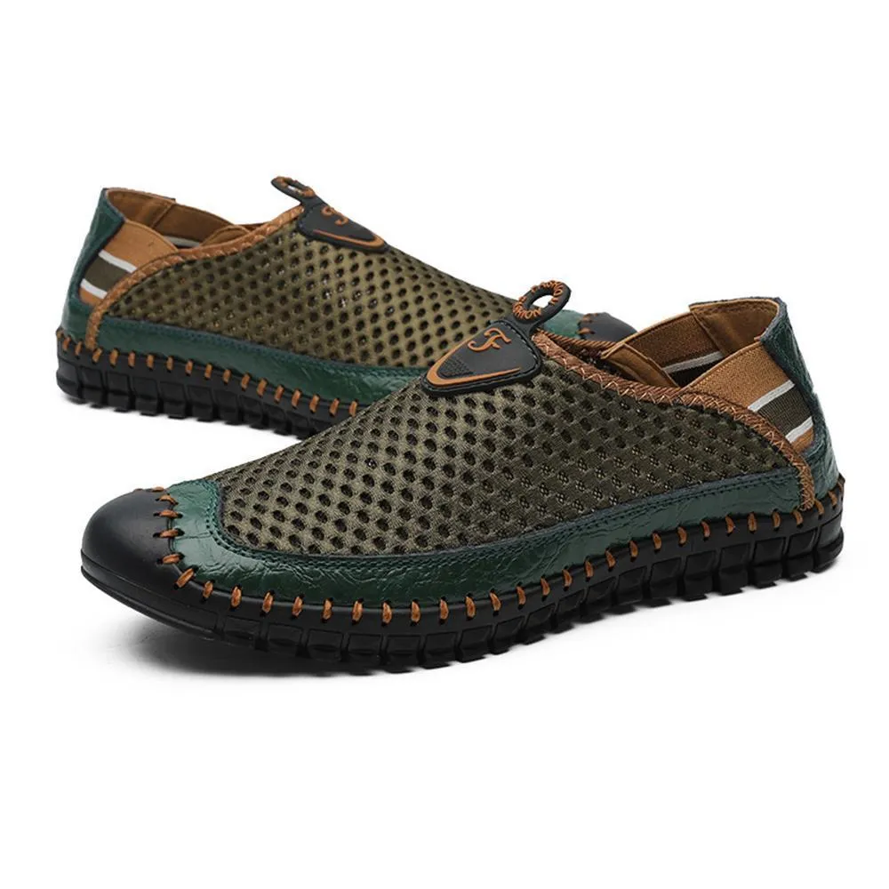 Large Size Men Hand Stitching Mesh Water Shoes Outdoor Slip Resistant Sneakers