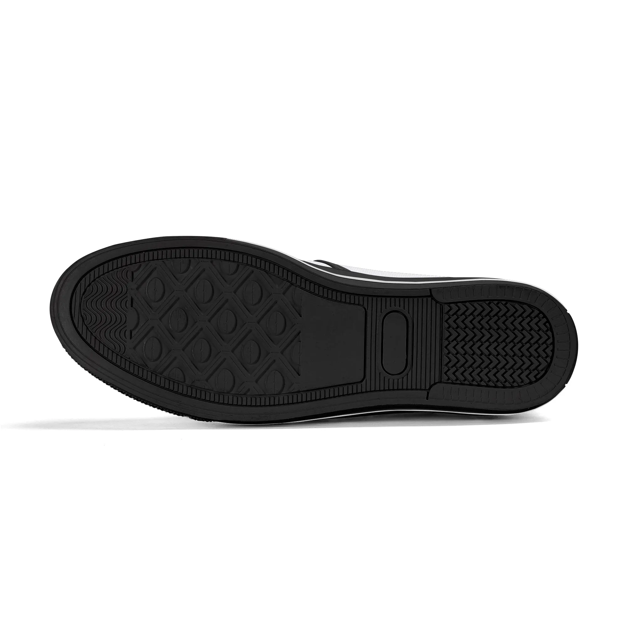 Mens Black and White Hearts Rubber Slip On Shoes