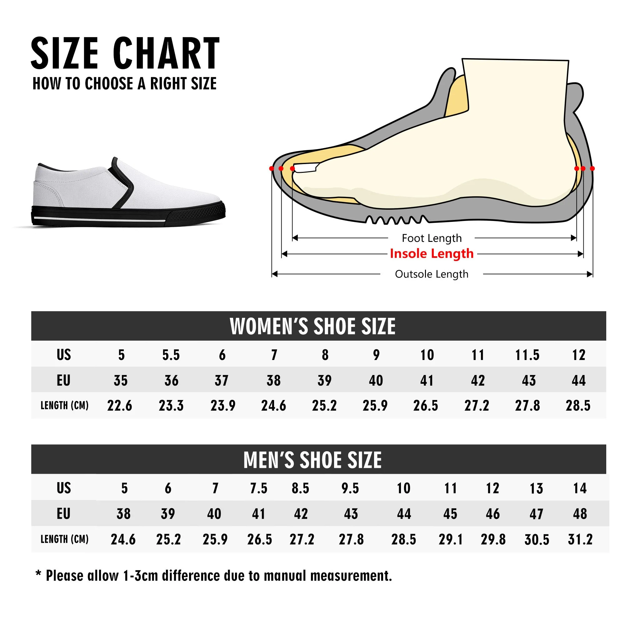 Mens Black and White Hearts Rubber Slip On Shoes