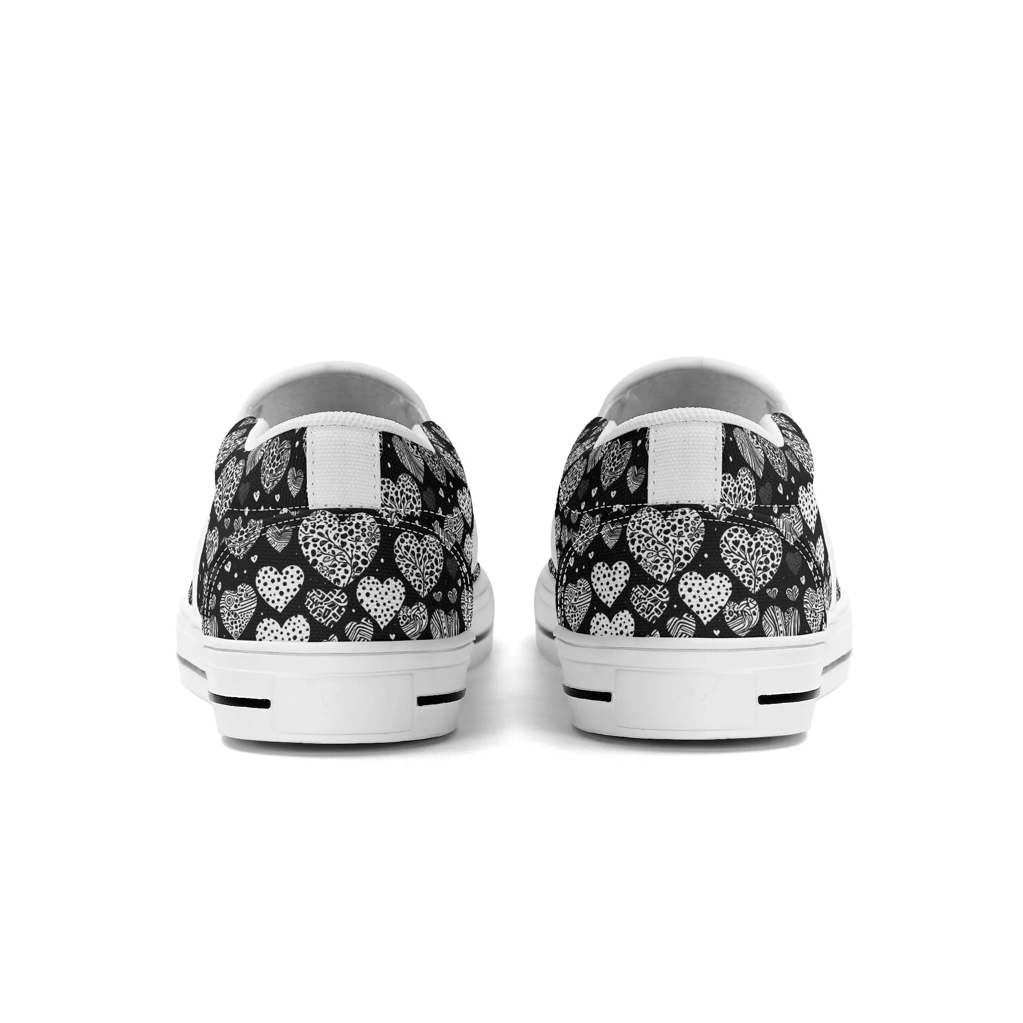 Mens Black and White Hearts Rubber Slip On Shoes