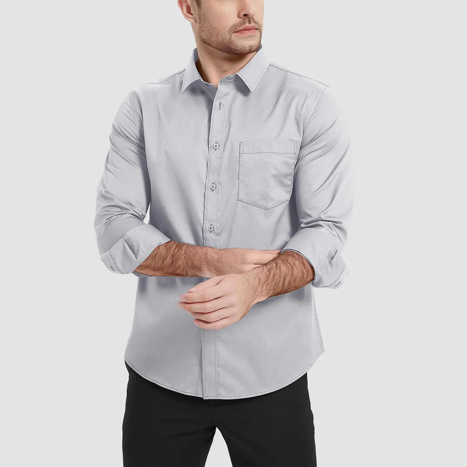 Men's Long Sleeve Dress Shirts Regular Fit Business Shirt