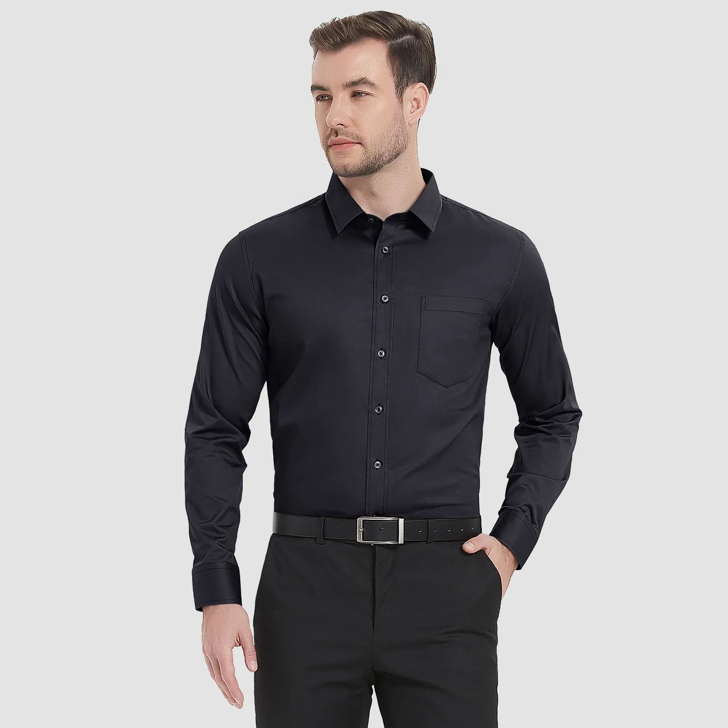 Men's Long Sleeve Dress Shirts Regular Fit Business Shirt