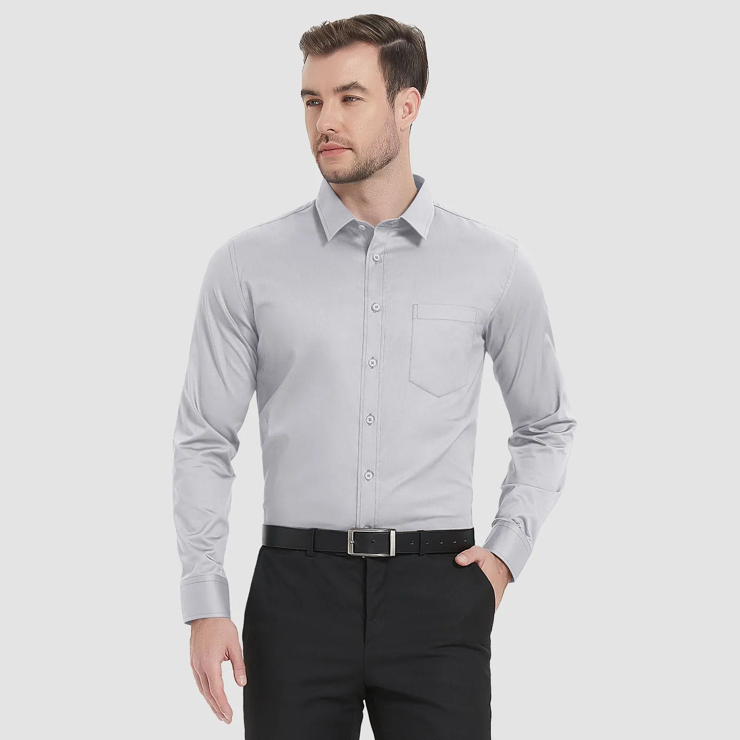 Men's Long Sleeve Dress Shirts Regular Fit Business Shirt