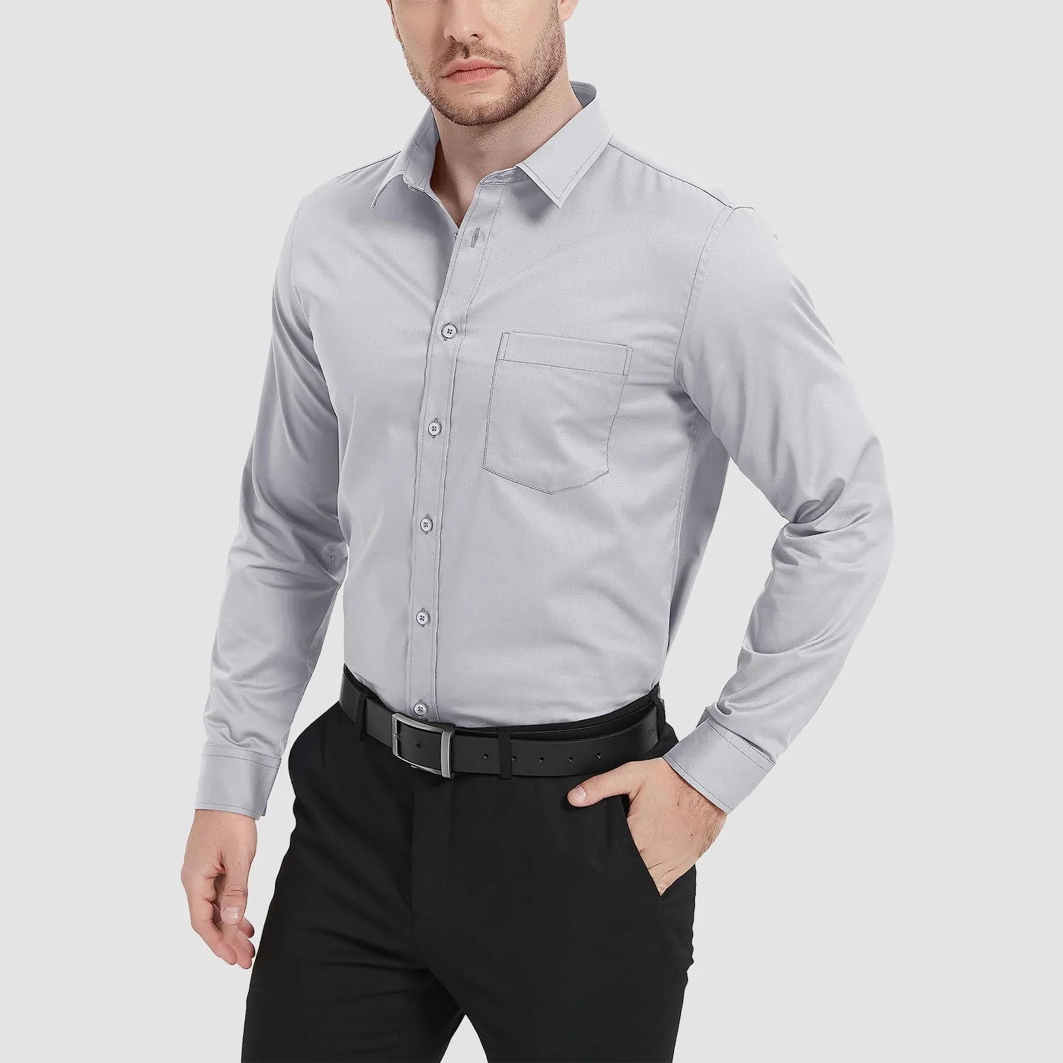 Men's Long Sleeve Dress Shirts Regular Fit Business Shirt