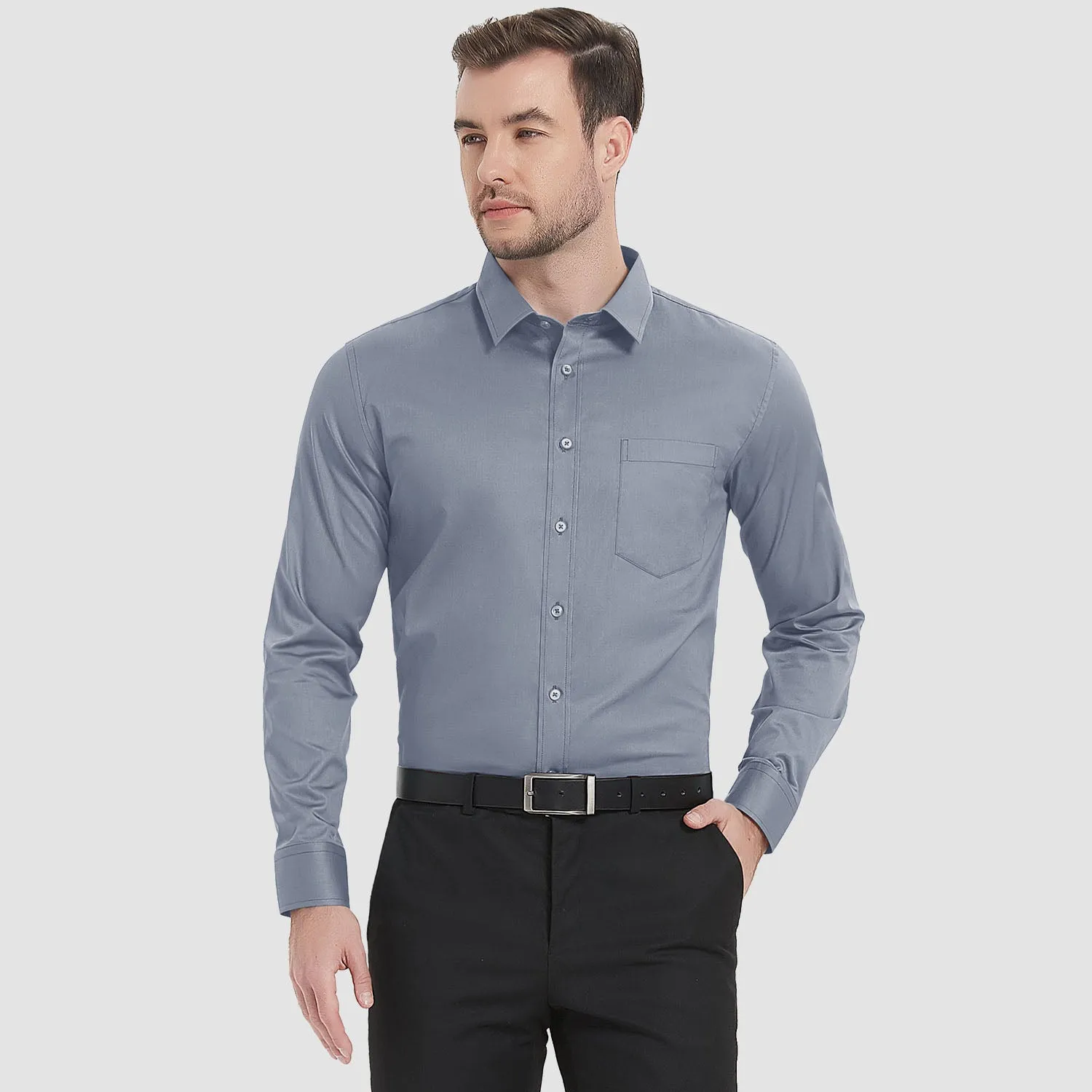 Men's Long Sleeve Dress Shirts Regular Fit Business Shirt