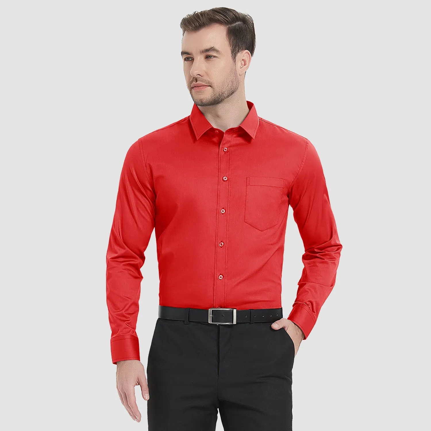 Men's Long Sleeve Dress Shirts Regular Fit Business Shirt