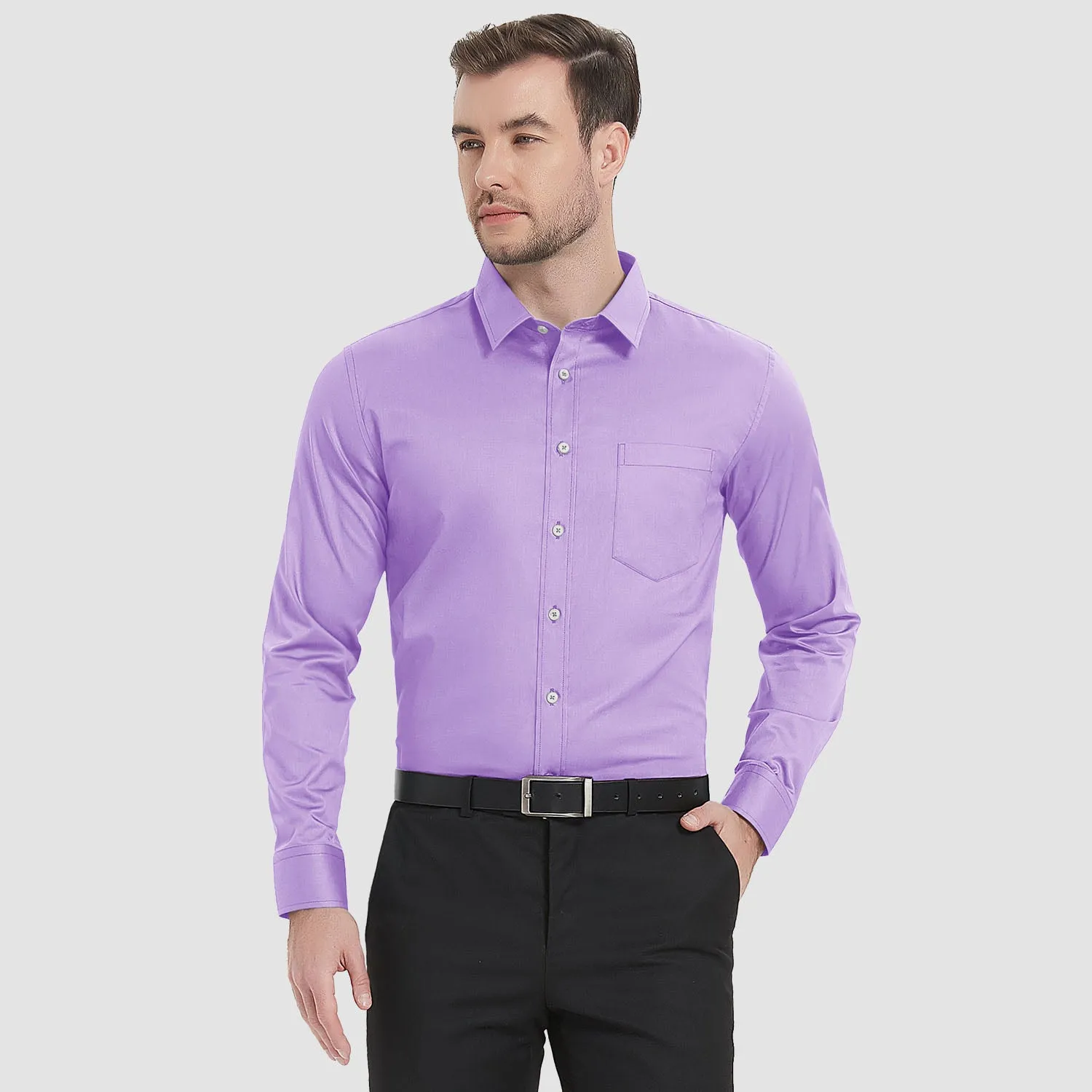 Men's Long Sleeve Dress Shirts Regular Fit Business Shirt