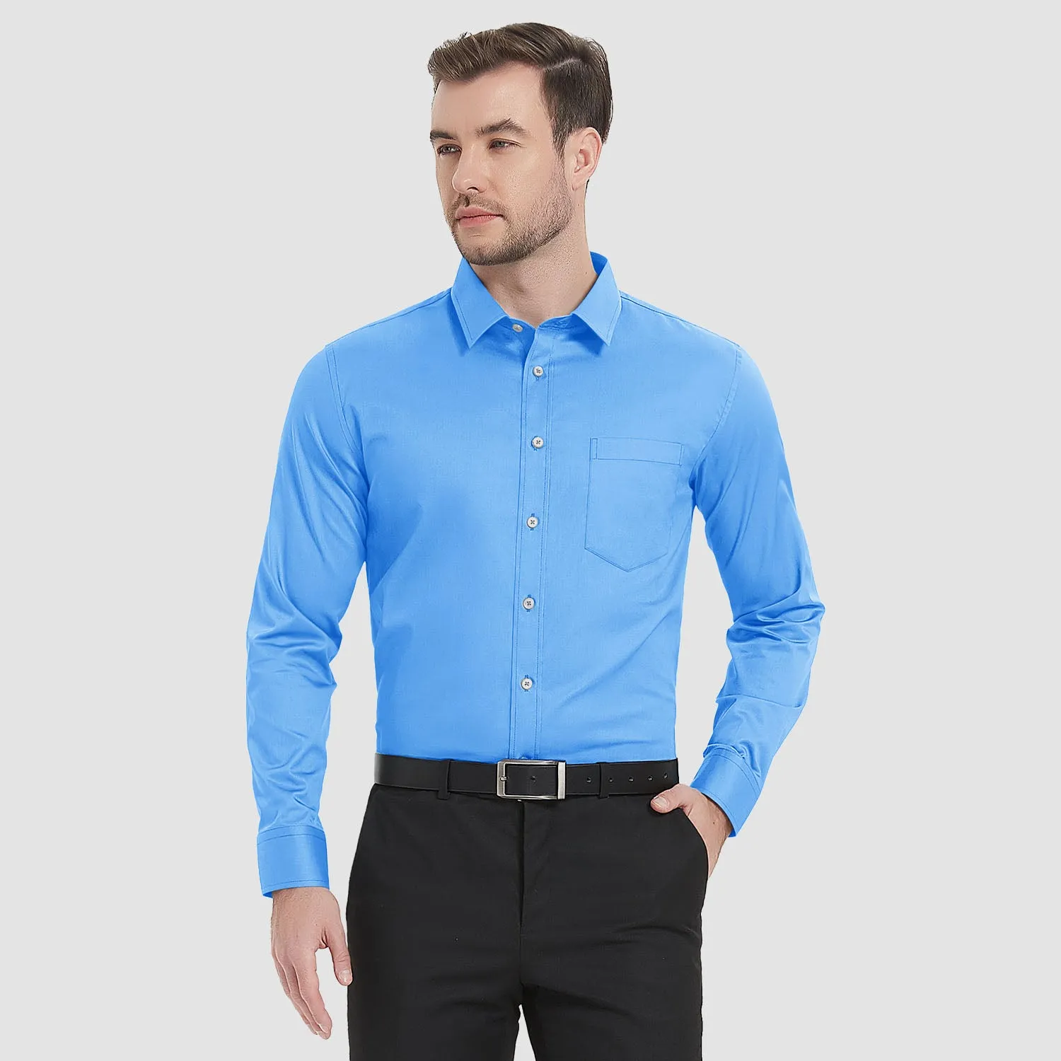 Men's Long Sleeve Dress Shirts Regular Fit Business Shirt