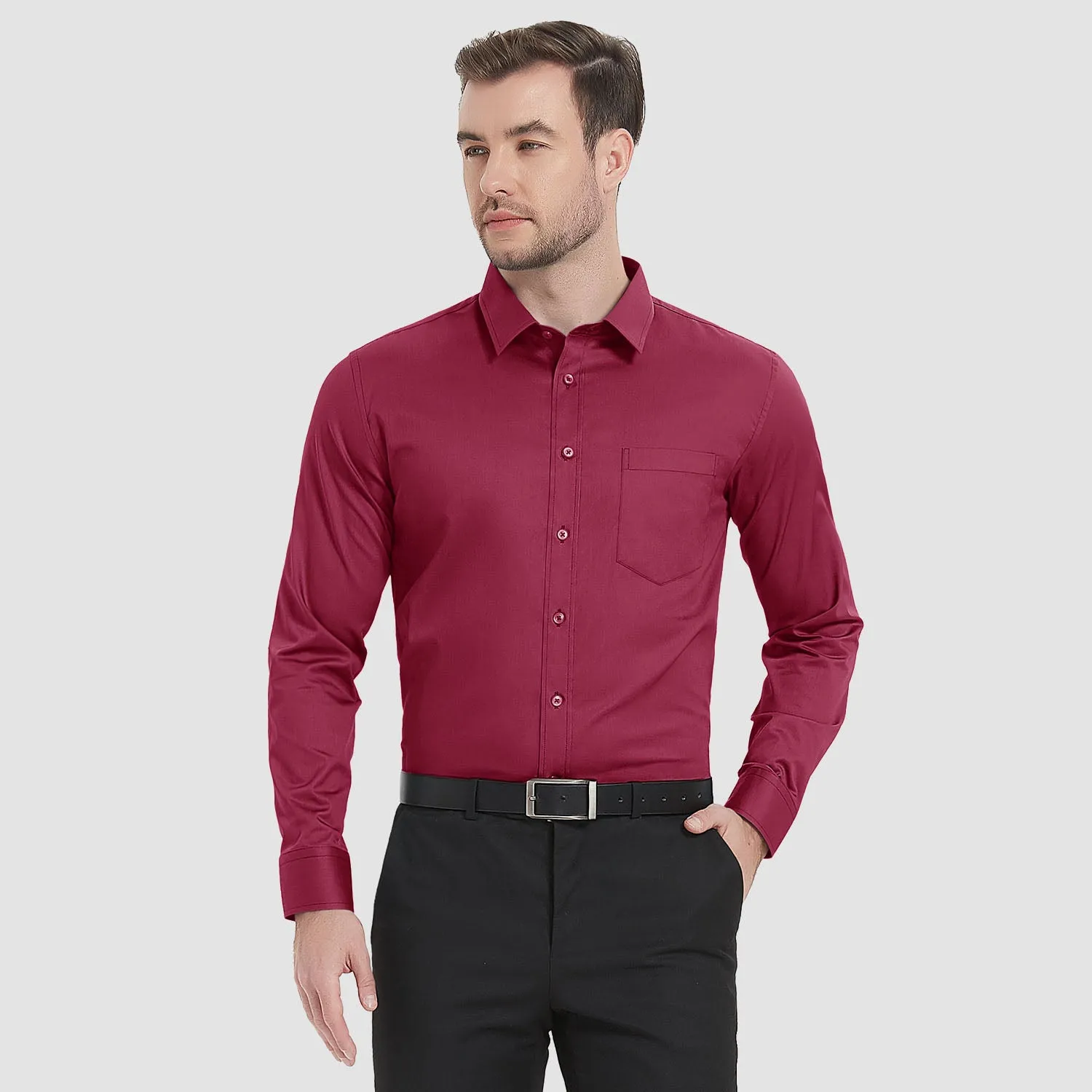 Men's Long Sleeve Dress Shirts Regular Fit Business Shirt