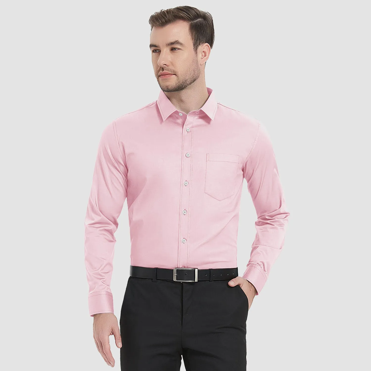 Men's Long Sleeve Dress Shirts Regular Fit Business Shirt