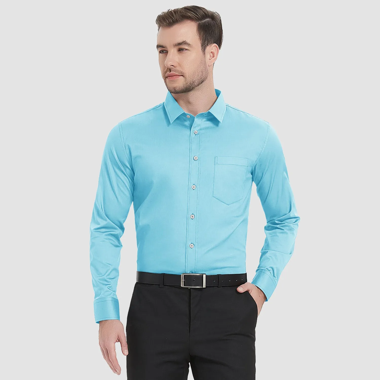 Men's Long Sleeve Dress Shirts Regular Fit Business Shirt