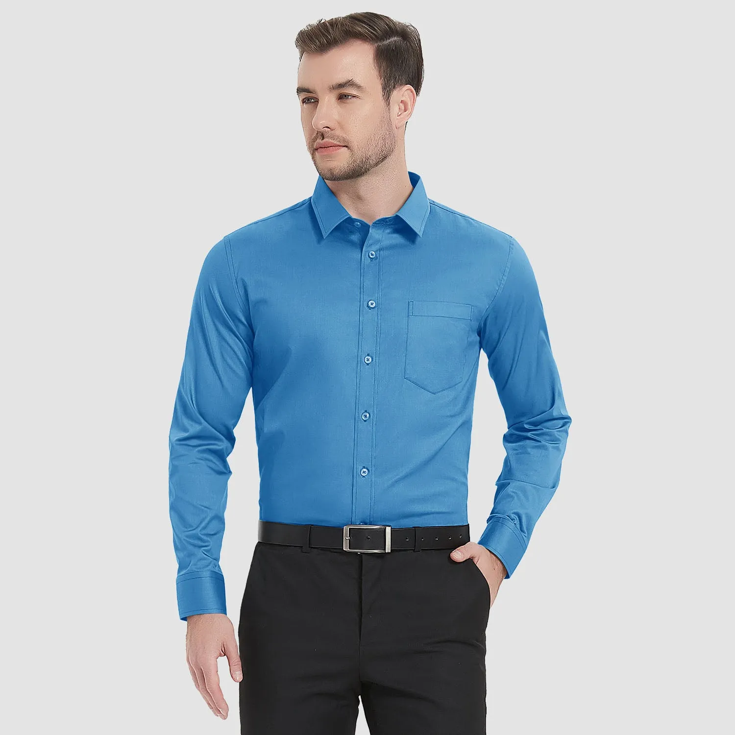 Men's Long Sleeve Dress Shirts Regular Fit Business Shirt