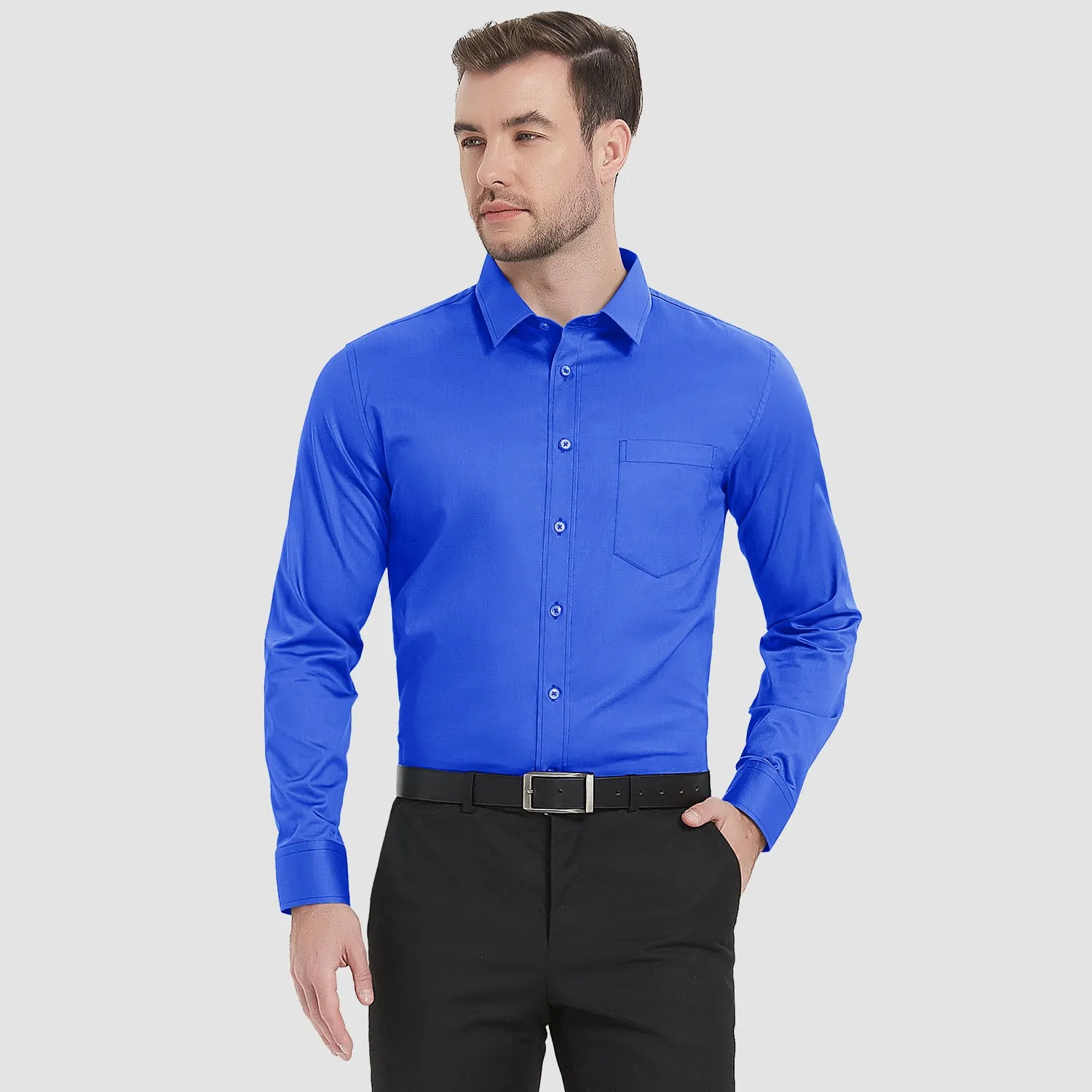 Men's Long Sleeve Dress Shirts Regular Fit Business Shirt