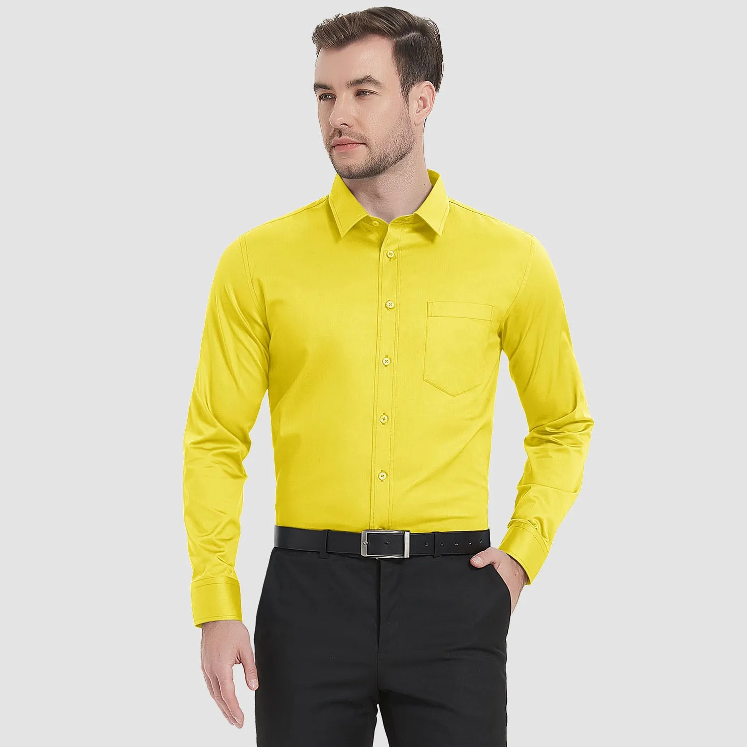 Men's Long Sleeve Dress Shirts Regular Fit Business Shirt