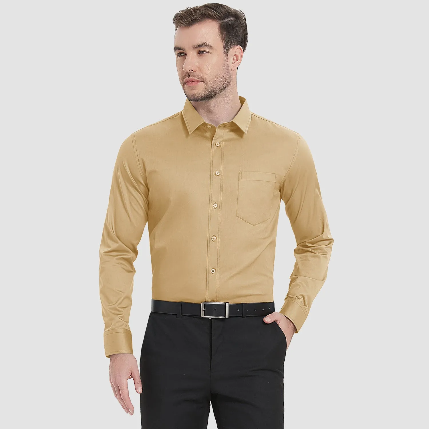 Men's Long Sleeve Dress Shirts Regular Fit Business Shirt