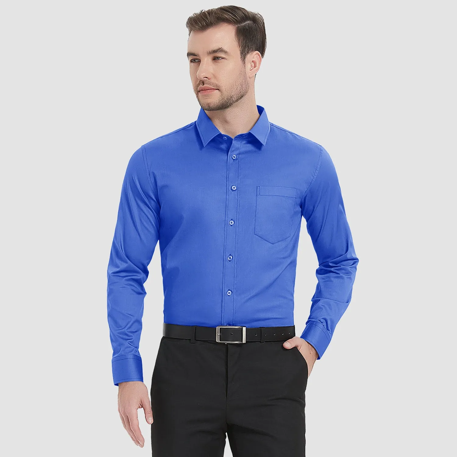 Men's Long Sleeve Dress Shirts Regular Fit Business Shirt