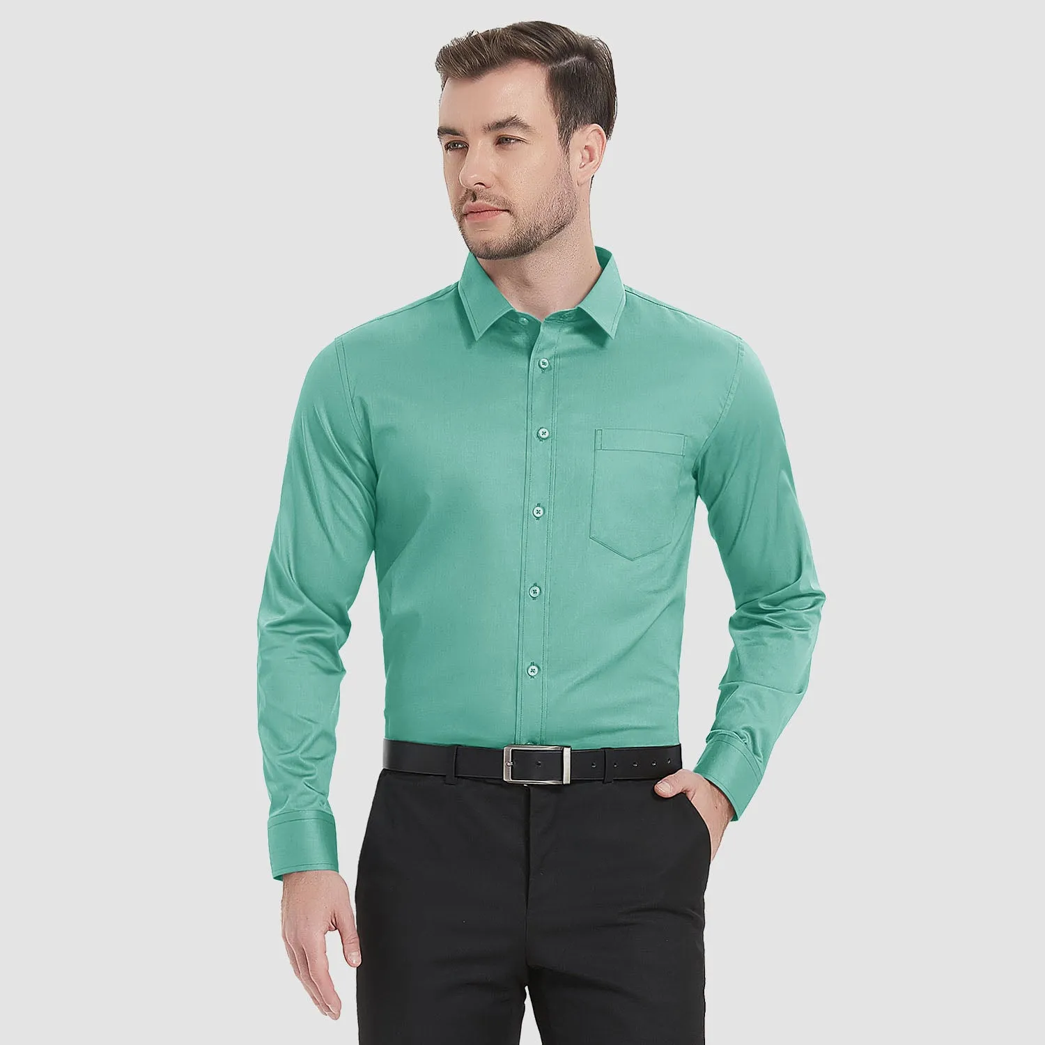 Men's Long Sleeve Dress Shirts Regular Fit Business Shirt
