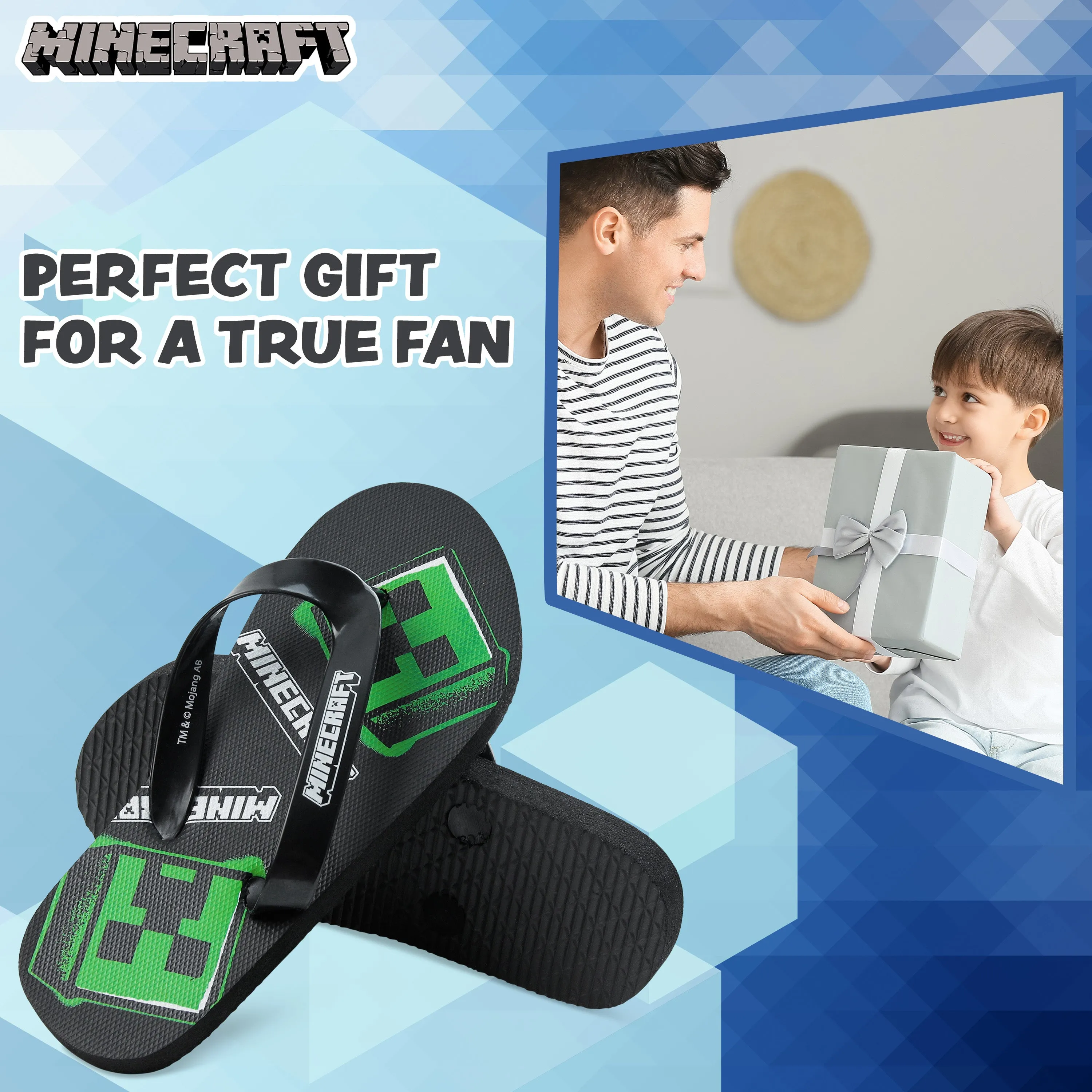 Minecraft Sliders for Boys and Teenagers Kids Flip Flops