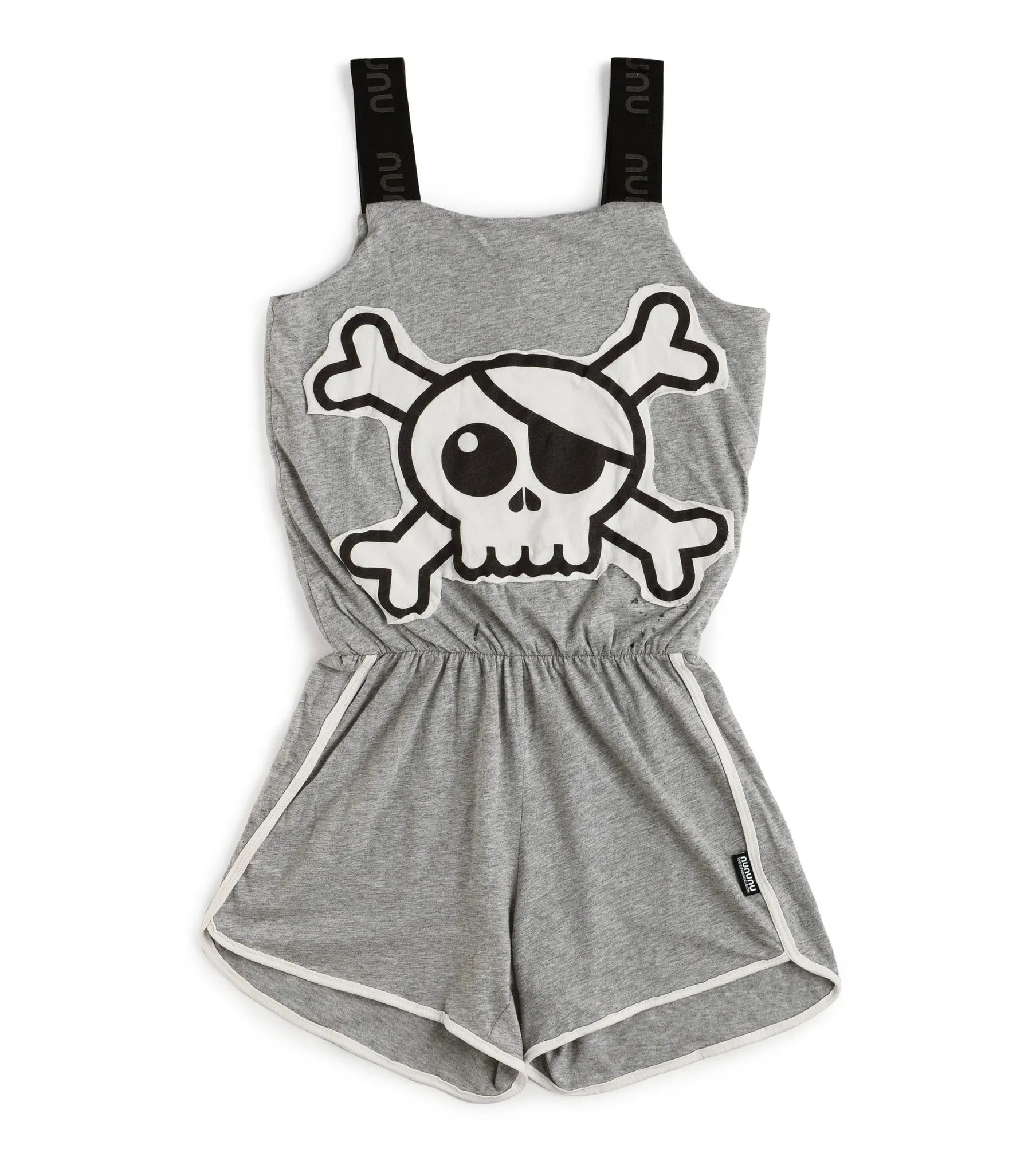 Nununu Skull Patch Tank Overall | Heather Grey