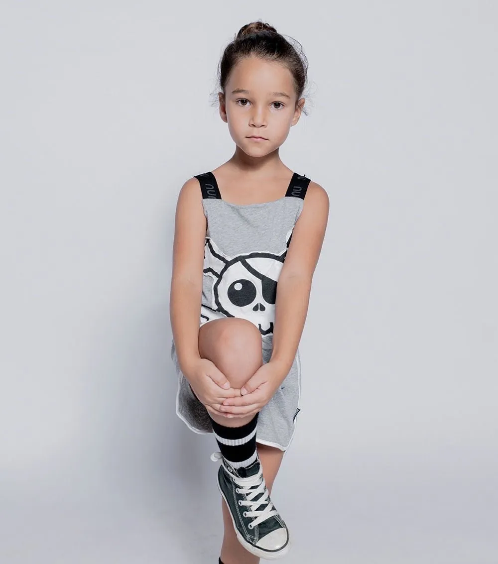 Nununu Skull Patch Tank Overall | Heather Grey
