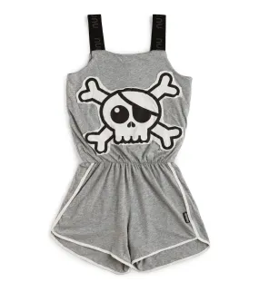 Nununu Skull Patch Tank Overall | Heather Grey
