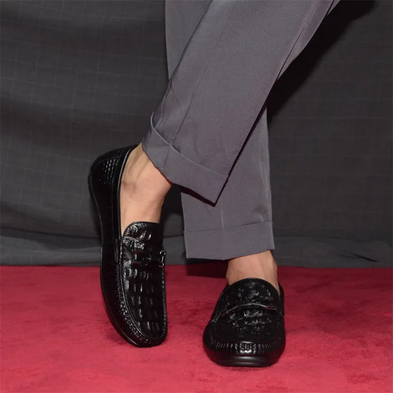 Opulessa Croc-Textured Lace-ups