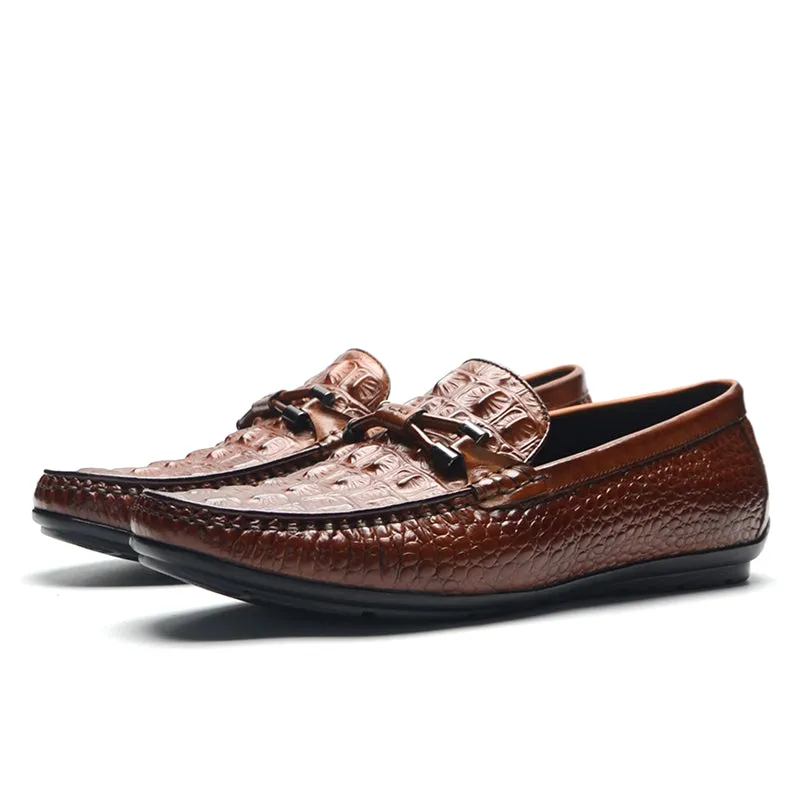 Opulessa Croc-Textured Lace-ups