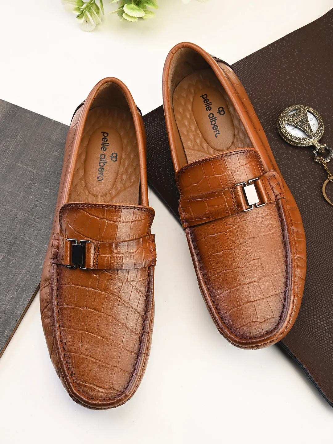 PELLE ALBERO Men Tan Slip-On Loafer