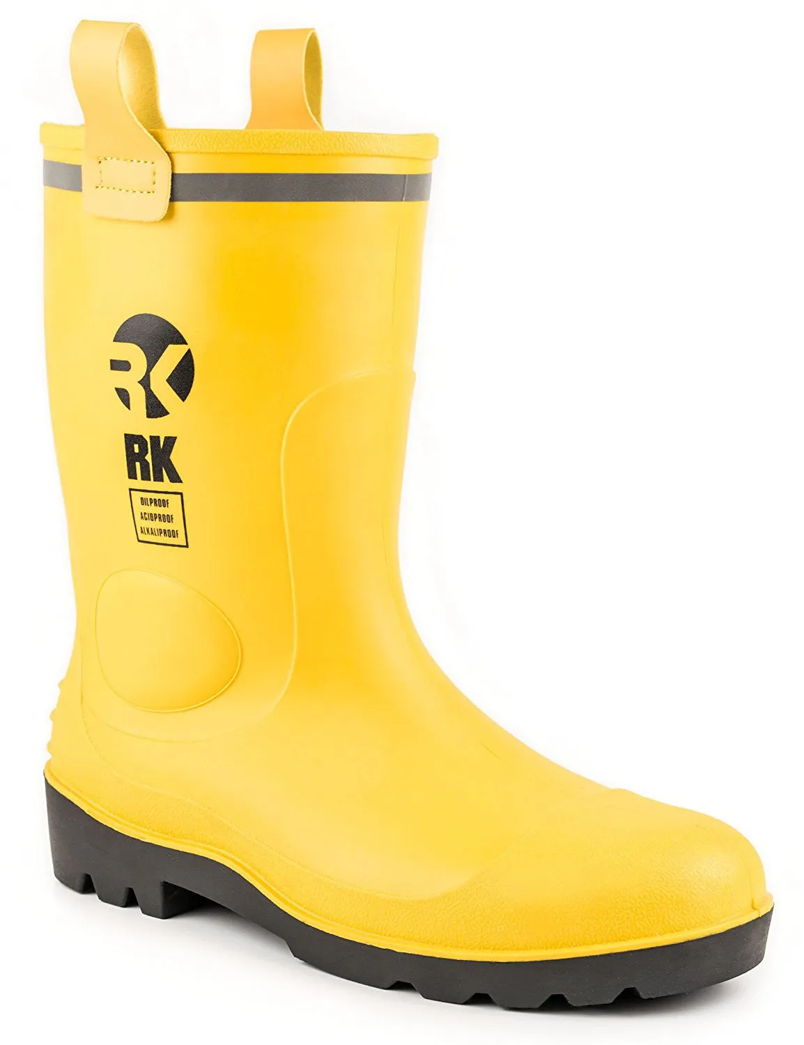 RK Mens Waterproof Rubber Sole Rain Boots - Yellow