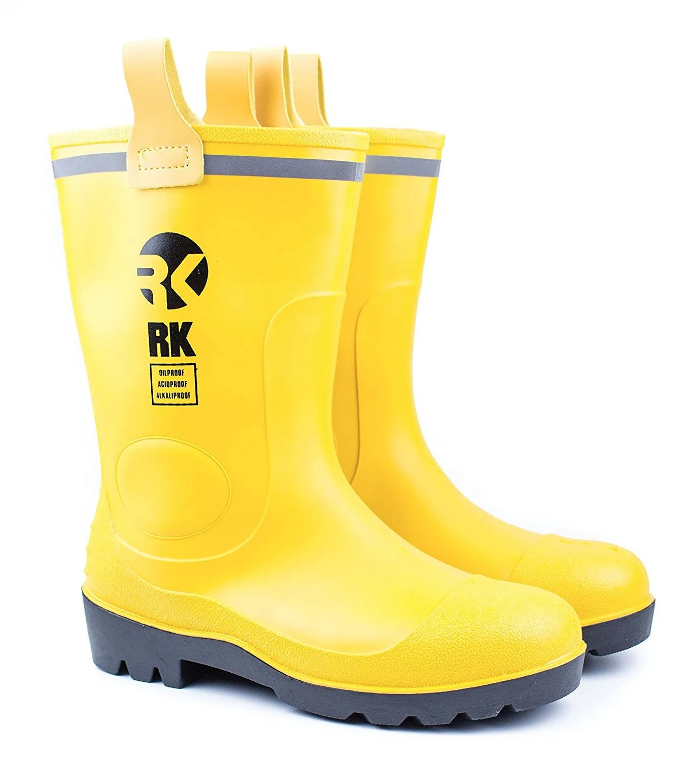 RK Mens Waterproof Rubber Sole Rain Boots - Yellow