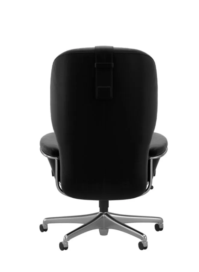 Rome Office Chair with Adjustable Headrest - Black Genuine Leather