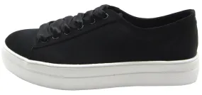 Soda Women's Closed Round Toe Satin Lace-Up Platform Flatform Fashion Sneaker
