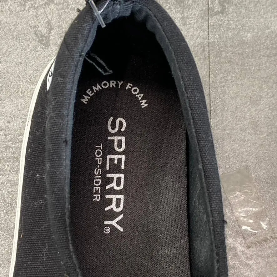 SPERRY Women's Black Canvas Crest Vibe Tie-Lace Memory Foam Sneakers SZ 7